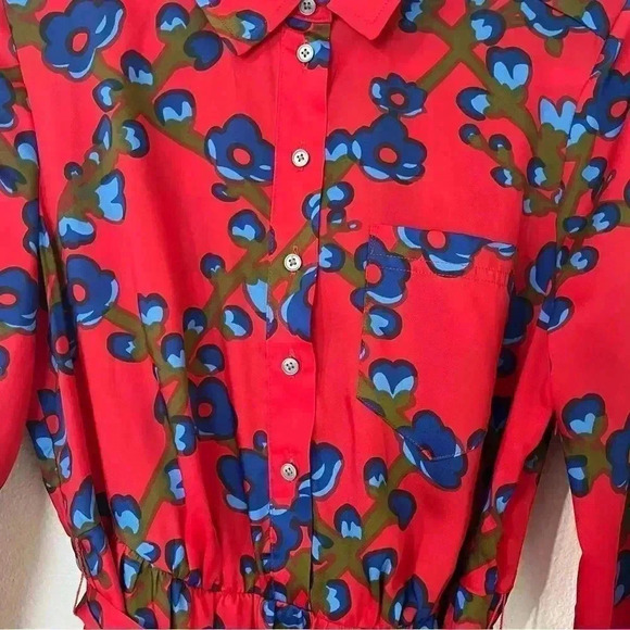 J Crew Collection A Line Shirt Dress Lattice Floral - Picture 4 of 6